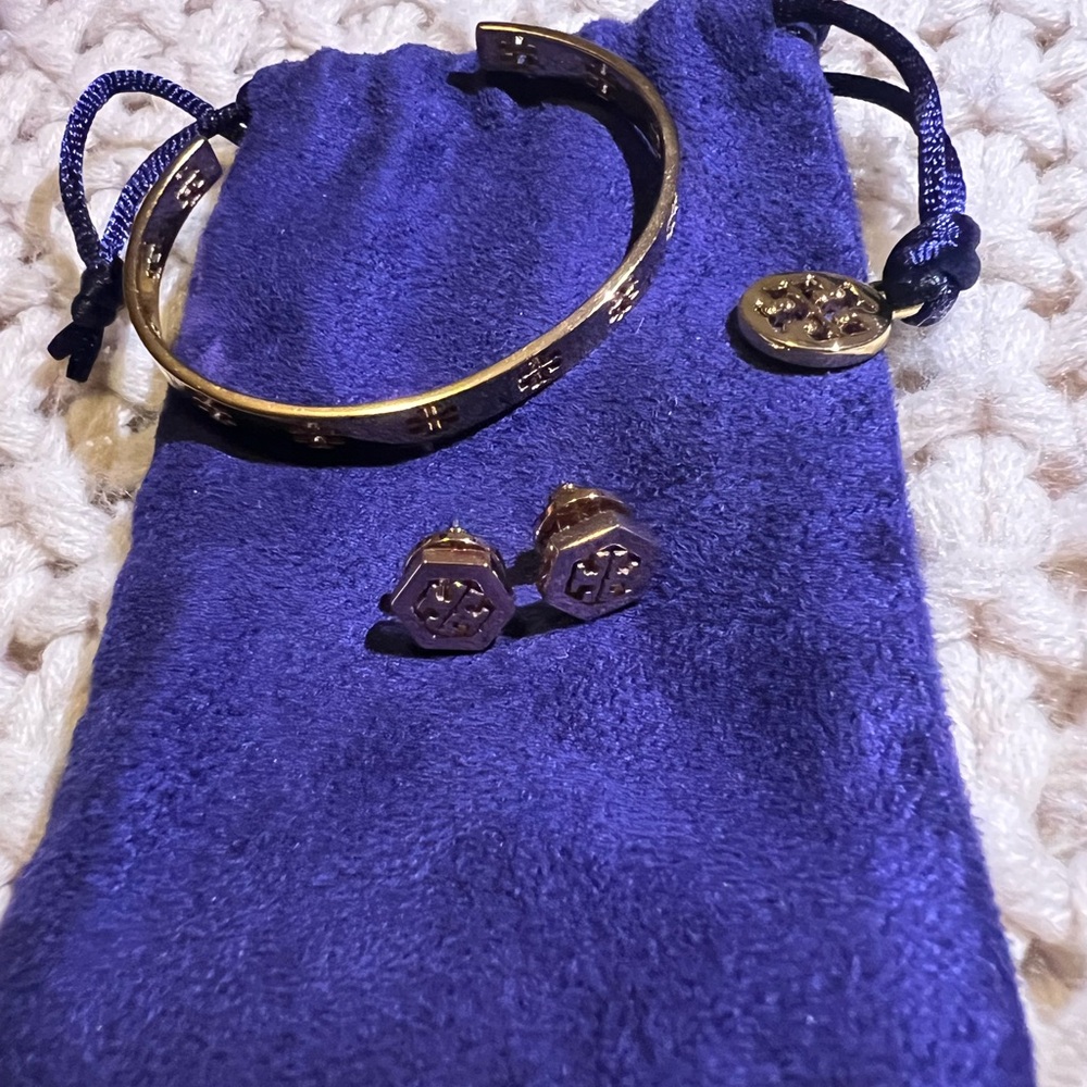 Tory Burch Gold Bracelet and Earring Set